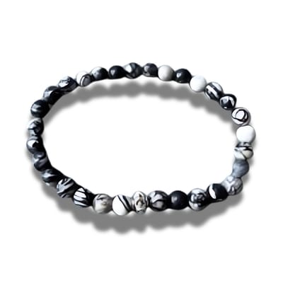 Armband - natuursteen - Jaspis - zilverkleurig element - 6 mm 18 cm