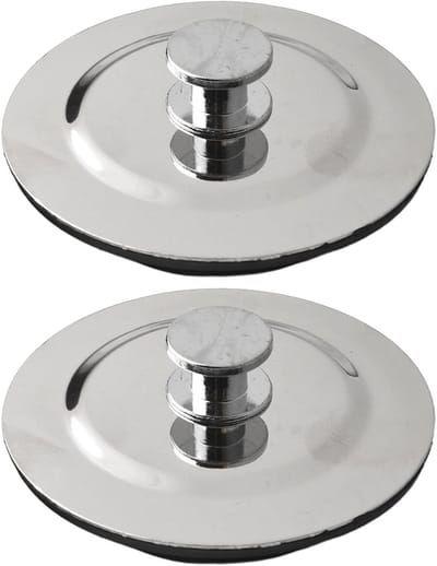 Roestvrijstalen Badstop - Afvoerafdekking Bad - Bad Vullen - Sterke Zuigafdichting - 2-Pack - Zilver