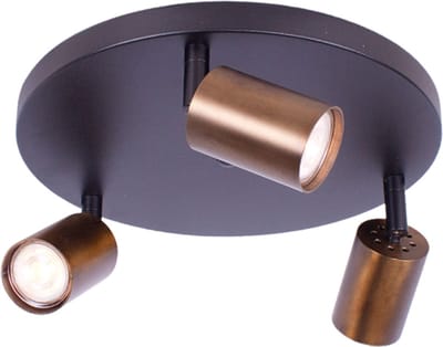 Plafonniere | 35 cm | serie Bounce zwart brons | 3 lichts | GU10 | brons zwart metaal | accent verlichting