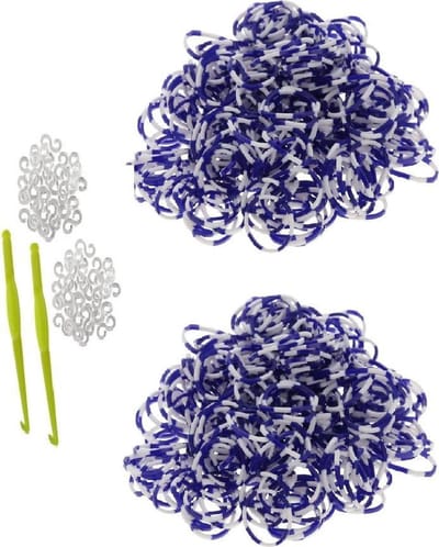 Behave - 600 Loombandjes - Blauw-Wit - Met Weefhaken & S-clips - Latexvrij - Creatief Speelplezier