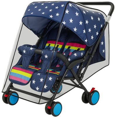 BOTC Regenhoes tweelingwagen - Regenhoes Kinderwagen - Regenscherm voor dubbele Buggy en Kinderwagen