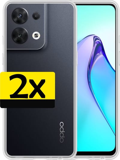 Hoesje - 2 Stuks - Geschikt voor OPPO Reno 8 - Sterk & Shockproof - Case Siliconen - Back Cover - Telefoon Hoes - Telefoonhoesjes - Transparant