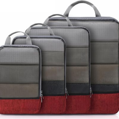 Famanu – 4-delige set compressie-inpakblokken - bagage-organizer-set - uitbreidbare kofferorganizer - inpakorganizers voor koffers - inpakblokken voor op reis of thuisopslag