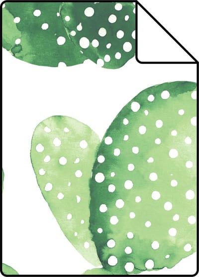 Proefstaal ESTAhome behang aquarel geschilderde cactussen tropisch junglegroen - 26.5 x 21 cm - 138902-S
