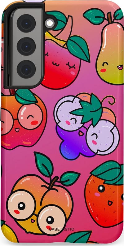 Casetastic Hoesje Geschikt voor Samsung S22 - Stijlvolle Beschermende Duo-layer Case - Fruitige Grapjes