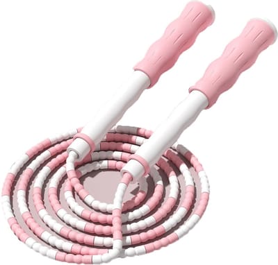 QTTVBTNA – 1 Stuk Sport Springtouw -Segment Tangle Free - Fitness Jump Rope Met Zachte Kralen - Voor Cardio Training Workout Conditie en Kracht - Speed Skipping Touw Voor Binnen en Buiten Sport - Duurzaam Lichtgewicht Makkelijk Meenemen- 2.6m - roze