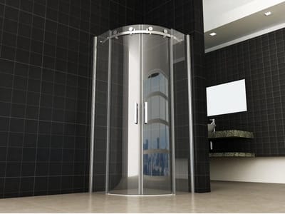 Wiesbaden Bold NANO coating douchecabine 90x90x200cm kwartrond met 2 schuifdeuren 8mm veiligheidsglas chroom