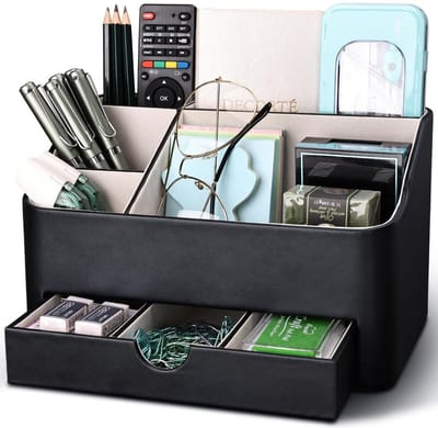 Dailygoods- Bureau Organizer Robuust - Bureau Organizer met Lades - Pennenhouder - Multifunctioneel Opbergsysteem - 5 Vakken - Hoogwaardig PU-Leer