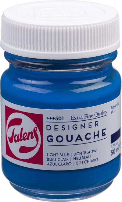 Talens Plakkaatverf Extra Fijn - 50 ml Lichtblauw (Cyaan) 501 - Matte, hoog gepigmenteerde afwerking - mengbaar met water