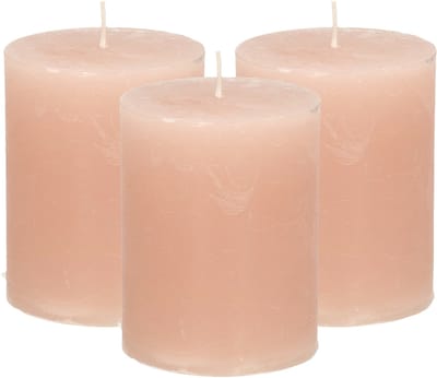Atmosphera Stompkaars - 3x - taupe - 7 x 9 cm - cilinderkaars - middel rustiek model