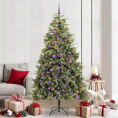 vidaXL - Kunstmatige - Scharnierende - Kerstboom - met - Kegels - Groen - 210 - cm
