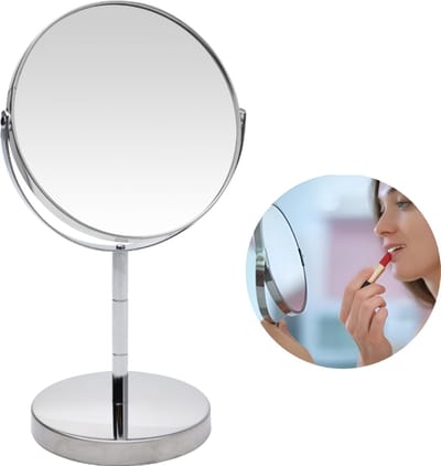Eleganza Make-up Spiegel met 2x Vergroting - make-up spiegel - 360 Graden Verstelbare Scheerspiegel - Ronde Spiegel met Modern Design - Chroom Afwerking - Ideaal voor Badkamer en Slaapkamer