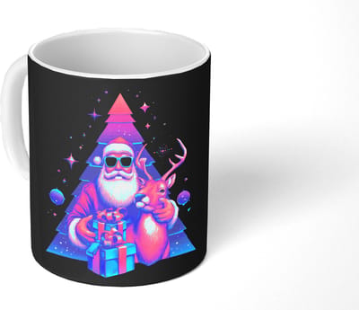 Mok - Koffiemok - Retro - Kerstman - Rendieren - Kerstboom - Mokken - 350 ML - Beker - Koffiemokken - Theemok