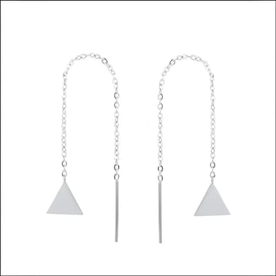 Aramat Jewels | Oorbellen | Zilverkleurige doortrek oorbellen driehoek | | | | | | Kinderen, Volwassenen | Verkleurd niet
