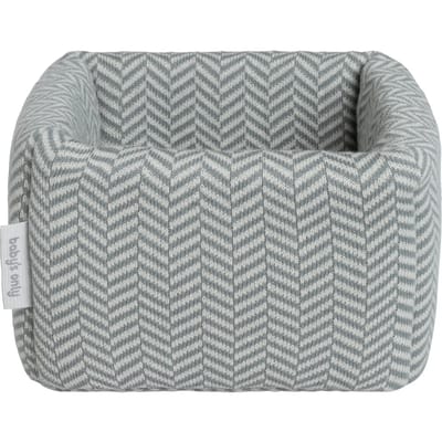 Baby's Only Gebreide commodemandje - Opbergmandje met visgraatmotief - Commode organizer - Babykamer accessoires Dawn - Nordic Blue/Ecru
