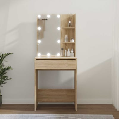 vidaXL - Kaptafel - met - LED-verlichting - 60x40x140 - cm - sonoma - eikenkleurig