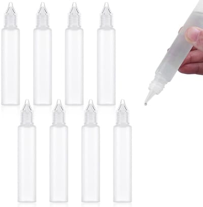 Dailygoods- Druppelflessen 8 stuks 30 ml - Lege Knijpflessen - Kunststof Doseerflessen - Plastic Flessen - Dropperflessen met Deksel - Geschikt voor Olie/Lijm/Verf