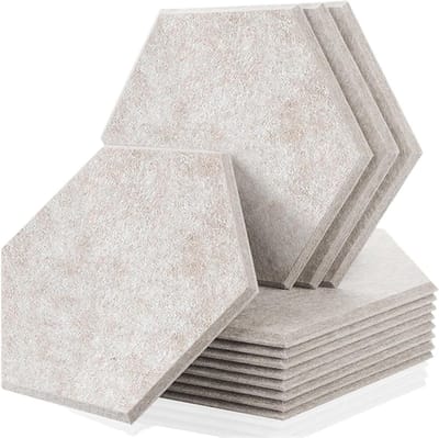 Geluidsabsorberende Panelen - Akoestische Platen - Studio Verbeteren - Hoge Dichtheid Schuim - Kleine Zeshoek 30x26cm - Lichtbruin