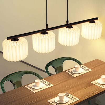 NETTLIFE Hanglamp - 4-Lichts - G9 Fitting - vintage hanglamp - eetkamerlamp - wit - met papier lampenkap - voor Slaapkamer Eetkamer | Woonkamer-excl. lichtbron