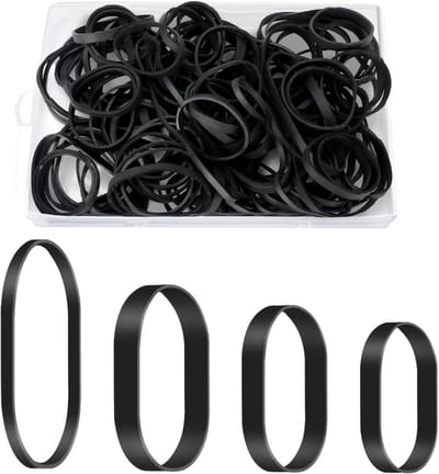 Zwarte Rubber Bands - 100 Stuks Herbruikbare Elastieken voor Zware Toepassingen - Ideaal voor Thuis, School en Kantoor, Verkrijgbaar in 4 Maten (5/6/8/12 cm)