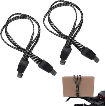 Set van 2 Verstelbare Fietsgordels met Haken voor Bagagedragers, Elastische Fietstouwen voor Camping en Motorfietsgebruik