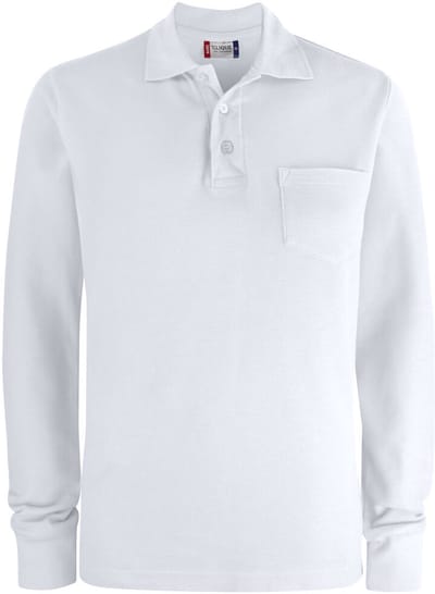Clique Basic Polo Pocket L/S 028235 - Wit - S