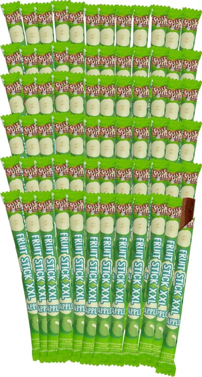 Fruitfunk Fruitsticks XXL Apple singles (3x 24 stuks) - Fruitsnack - Fruitsnoep - verantwoord snoep - Vegan - suikerbewust snoep