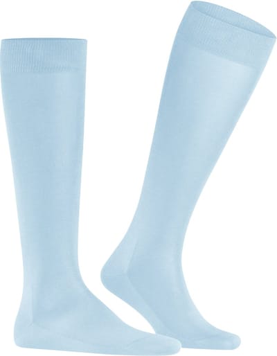 FALKE Tiago lang eenkleurig fil d'Ecosse katoen kniekousen heren blauw - maat 39-40