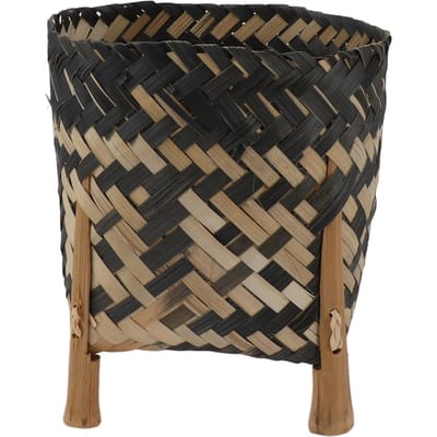 Panier à Plantes Style Europe du Nord Tissage en Bambou Pot de Fleurs Tissé à la Main Rangement Intérieur Extérieur black