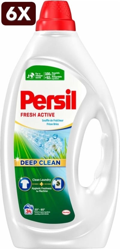 6 x Persil Fresh Active - Vloeibaar Wasmiddel - Witte en Gekleurde Was - Frisse Bries - 34 Wasbeurten