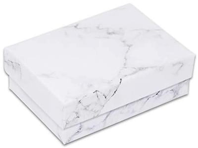 100-Pack Katoen Gevuld Kartonnen Papieren Sieraden Dozen - Marmeren Wit