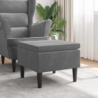vidaXL - Kruk - met - houten - poten - fluweel - donkergrijs