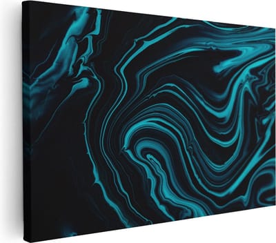 Artaza Canvas Schilderij Abstract - 90x60 cm - Wanddecoratie Marmer Turquoise - Muurdecoratie Woonkamer - Schilderijen Op Canvas