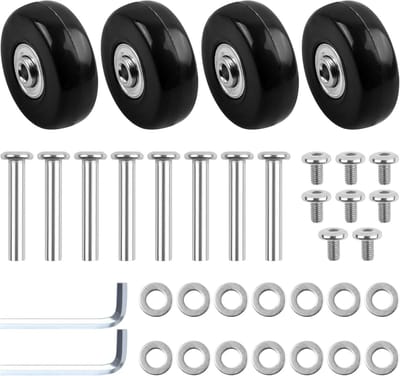 Pack van 4 Universele Rubberen Zwenkwielen 50 x 18mm - Stil en Duurzaam voor Reisbagage en Koffers