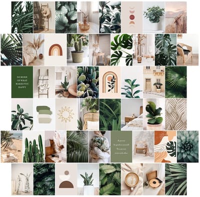 Dailygoods- Wandcollageset 50 Stuks - Esthetische Afbeeldingen - Karton 300 g/m² - Inclusief Kleefpads - Retro Ontwerp - Decoratie voor Woonkamer - Wanddecoratie