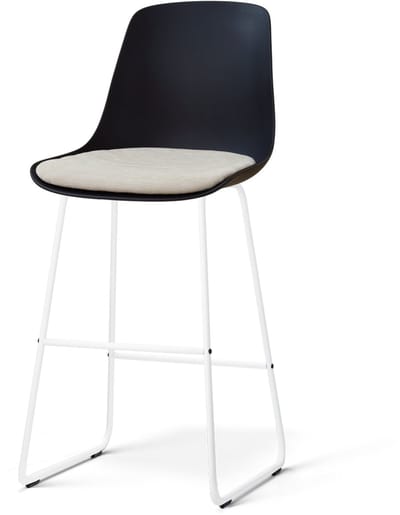 Nolon Nino-Liv barkruk zwart met naturelbeige Zitkussen - wit onderstel - 75 cm