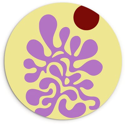 WallCircle® Wandcirkel 120x120 cm - Muurcirkel Koraal - Cirkel - Abstract - Geel - Muurdecoratie woonkamer - Wanddecoratie slaapkamer - Kamer decoratie accessoires - Ronde schilderijen XXL