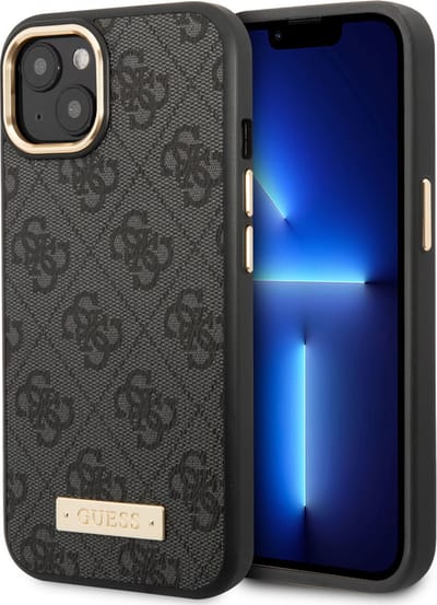 Guess Telefoonhoesje voor Apple iPhone 14 Plus - Grijs PU Back Cover Magsafe met Bescherming