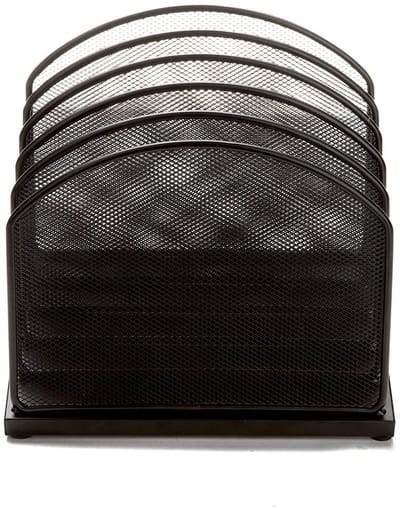 Unyqoos® Metalen mesh verticale documentenhouder met vijf vakken voor bureaus