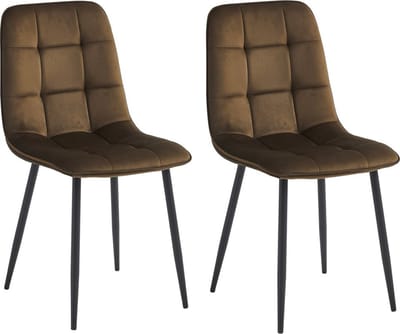 Colenis - Ela Eetkamerstoel - Set Van 2 - Bruin - Velvet - Design