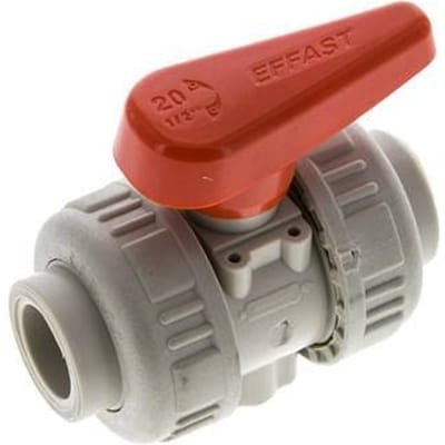 PP-H 2-weg Kogelkraan Dubbele Wartel 20 mm FKM