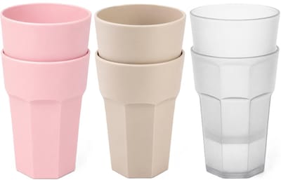 Plasticforte onbreekbare drinkglazen - 6x stuks - kunststof/plastic - mix van 3 kleuren - 520 ml - 13 cm