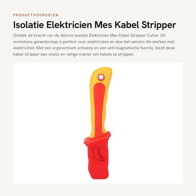 Dailygoods Isolatie Elektricien Mes - Kabel Stripper Cutter - Anti-Magnetisch - Roestvrij staal - Elektricien Accessoires - 60900 - Geschikt voor...