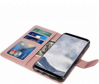 LuxeBass Bookcase geschikt voor Samsung Galaxy J5 (2017) - Rose Goud gsm hoesje - telefoonhoes - telefoonhoesjes