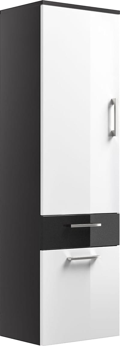 Badkamer kolomkast Ilse Antraciet - Wit - Breedte 40 cm - Hoogte 134.5 cm - Diepte 30 cm