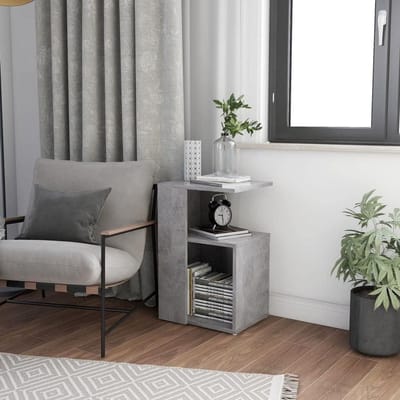 Bijzettafel Hout - Klein meubelstuk - Woonkamer Decoratie - Praktisch trendy design - 36x30x56 cm - Betongrijs