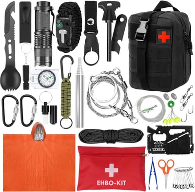 AHD® Noodpakket - Noodpakket Voor Thuis - Survival Kit - Zwart - 23cm x 17cm x 13cm