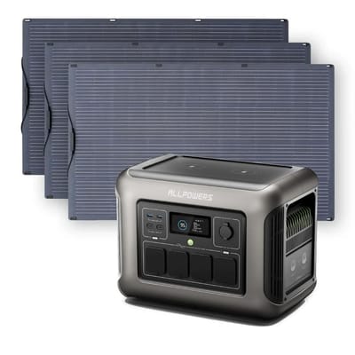 ALLPOWERS Zonnegeneratorset 1800W (R1500 + SF200 200W flexibel zonnepaneel) - R1500 + 3 stuks SF200 zonnepaneel 200W