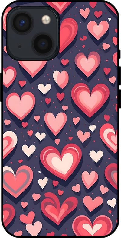 Smartphonica Telefoonhoesje Geschikt voor iPhone 13 Mini met Hartjes Opdruk - TPU Backcover Case With Heart Design geschikt voor iPhone 13 Mini