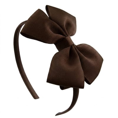 Donkerbruine haarband met grote strik – elegante satijnen meisjes haarband – klassieke en stijlvolle haaraccessoire